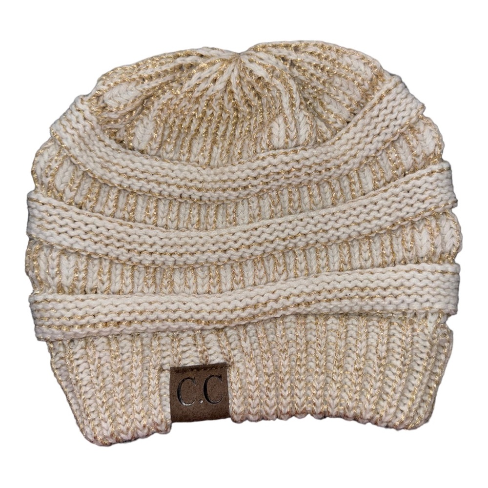 C.C Beanie Tan with gold shimmer